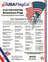 Polyester US Flag (4x6 foot) Embroidered Stars & Sewn Stripes - USA Flag Co.