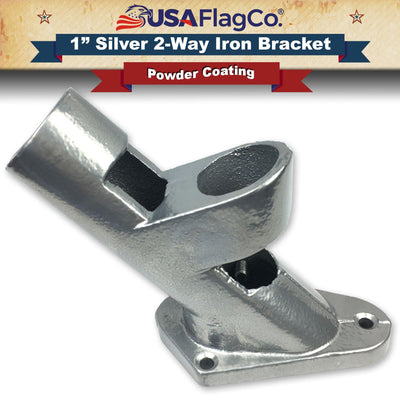 ROGUE™ Silver Cast Iron Flag Pole Bracket (1-inch Diameter) - USA Flag Co.