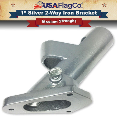 ROGUE™ Silver Cast Iron Flag Pole Bracket (1-inch Diameter) - USA Flag Co.