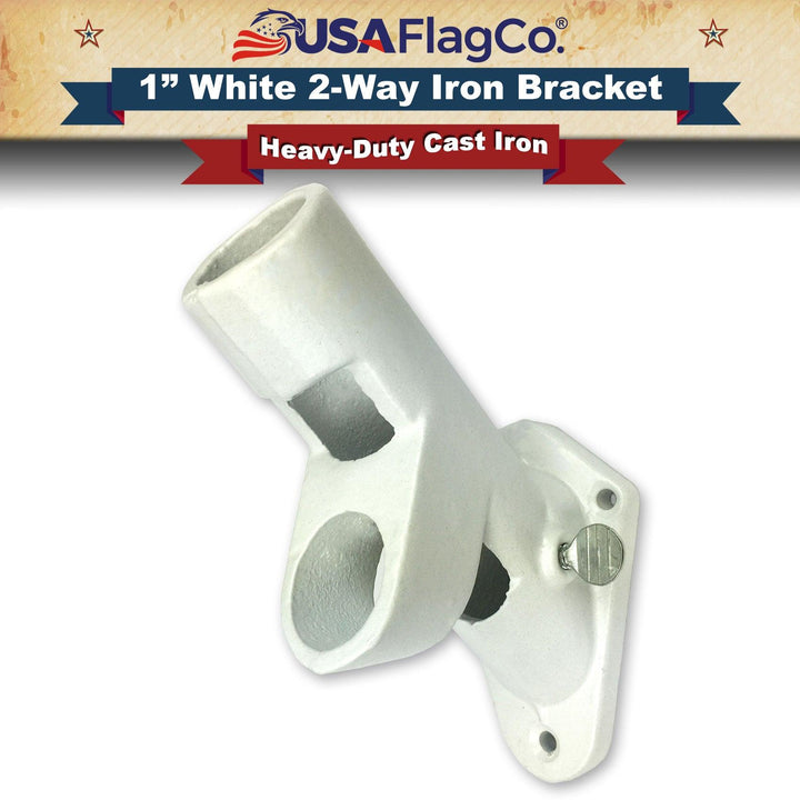 ROGUE™ White Cast Iron Flag Pole Bracket (1-inch Diameter) - USA Flag Co.