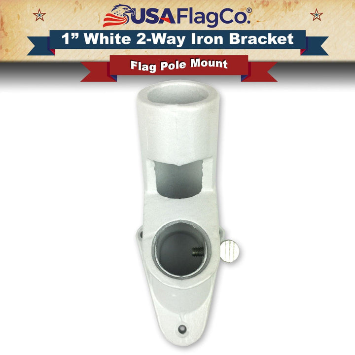 ROGUE™ White Cast Iron Flag Pole Bracket (1-inch Diameter) - USA Flag Co.