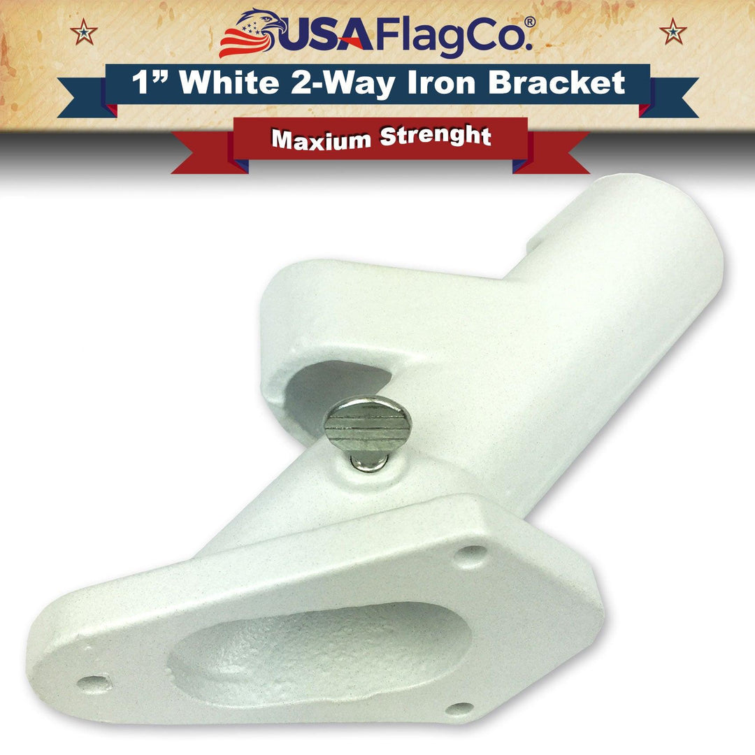 ROGUE™ White Cast Iron Flag Pole Bracket (1-inch Diameter) - USA Flag Co.