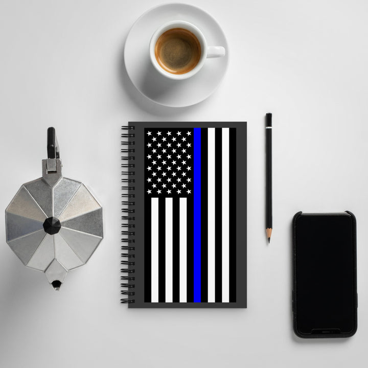 Thin Blue Line Flag Spiral Notebook by USA Flag Co.