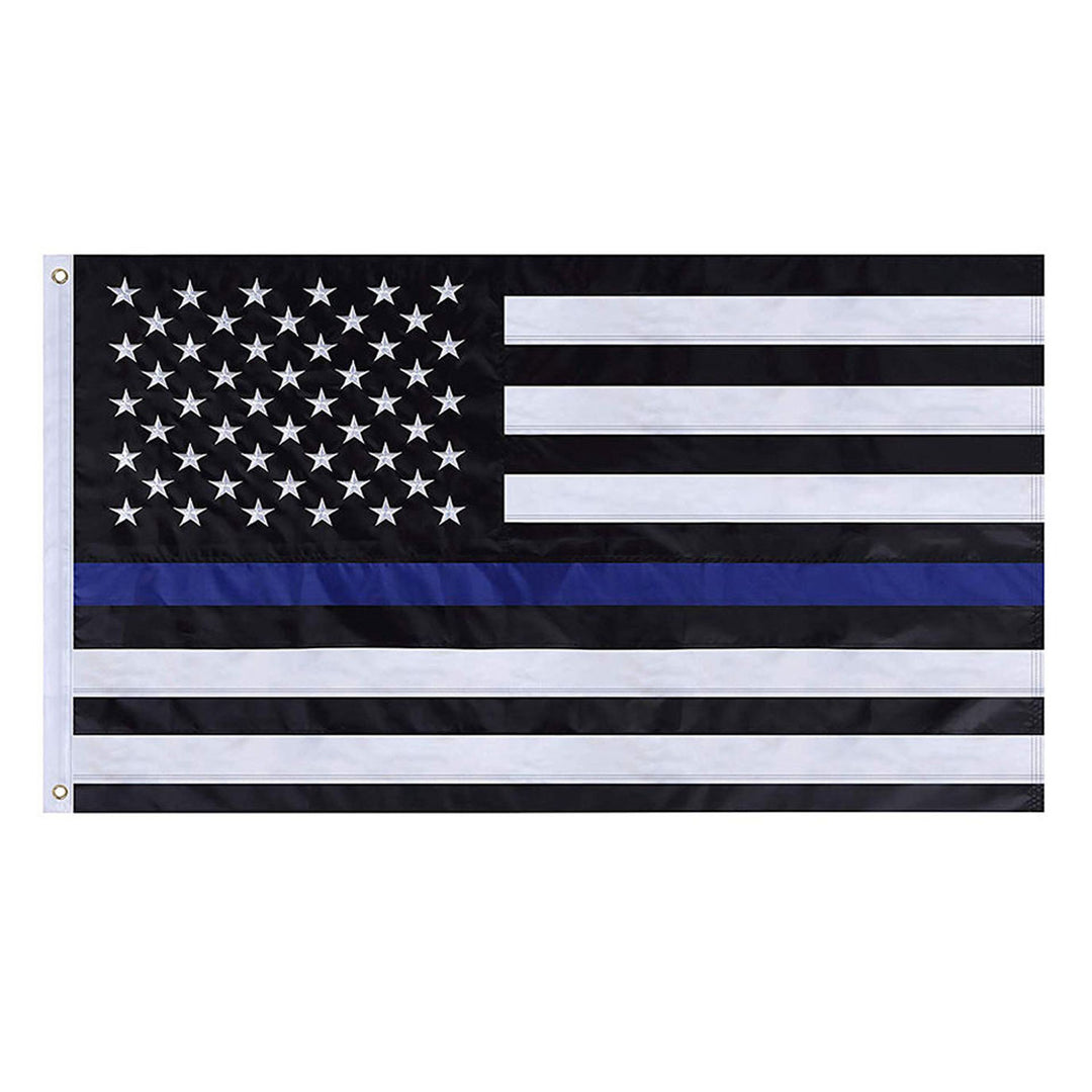 Thin Blue Line American Flag (3x5 foot) Embroidered Stars & Sewn Stripes - USA Flag Co.
