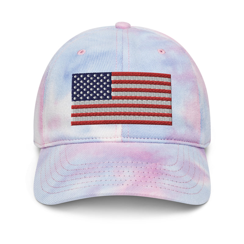 Tie Dye Hat American Flag (Embroidered Flag)