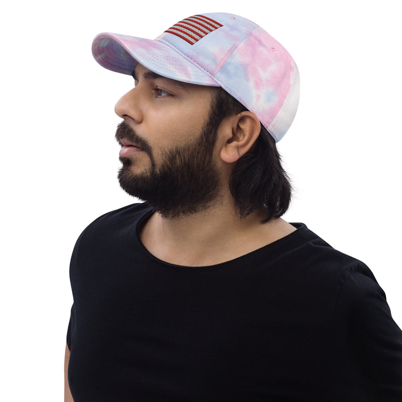 Tie Dye Hat American Flag (Embroidered Flag)
