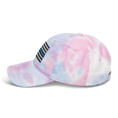 Tie Dye Hat Thin Blue Line Flag (Embroidered Flag)