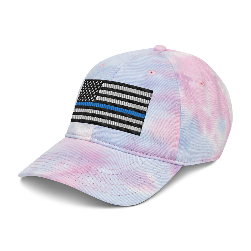 Tie Dye Hat Thin Blue Line Flag (Embroidered Flag)