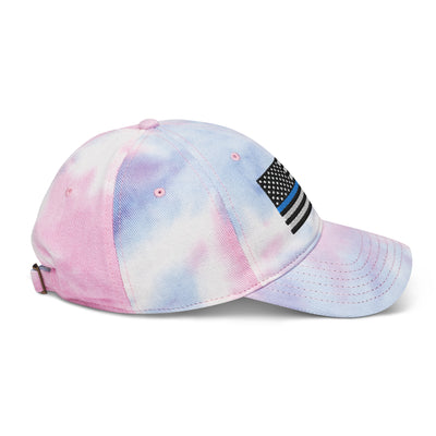 Tie Dye Hat Thin Blue Line Flag (Embroidered Flag)