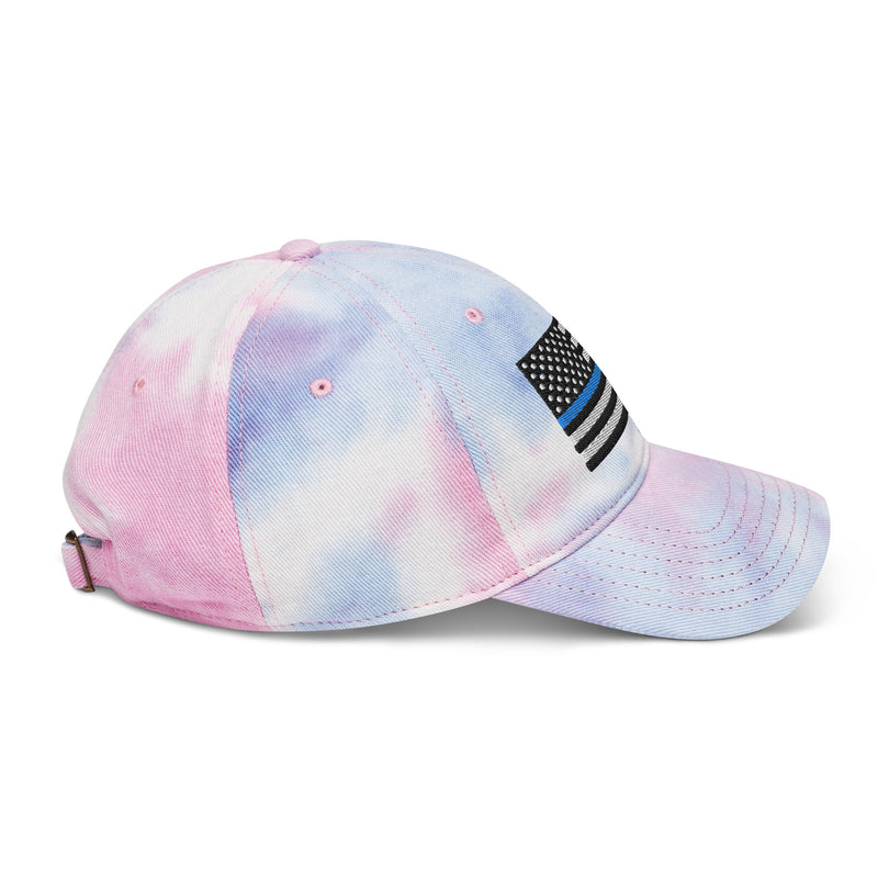 Tie Dye Hat Thin Blue Line Flag (Embroidered Flag)