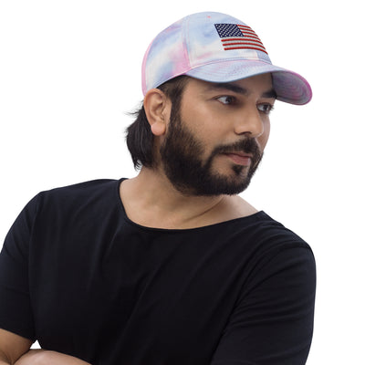 Tie Dye Hat American Flag (Embroidered Flag)
