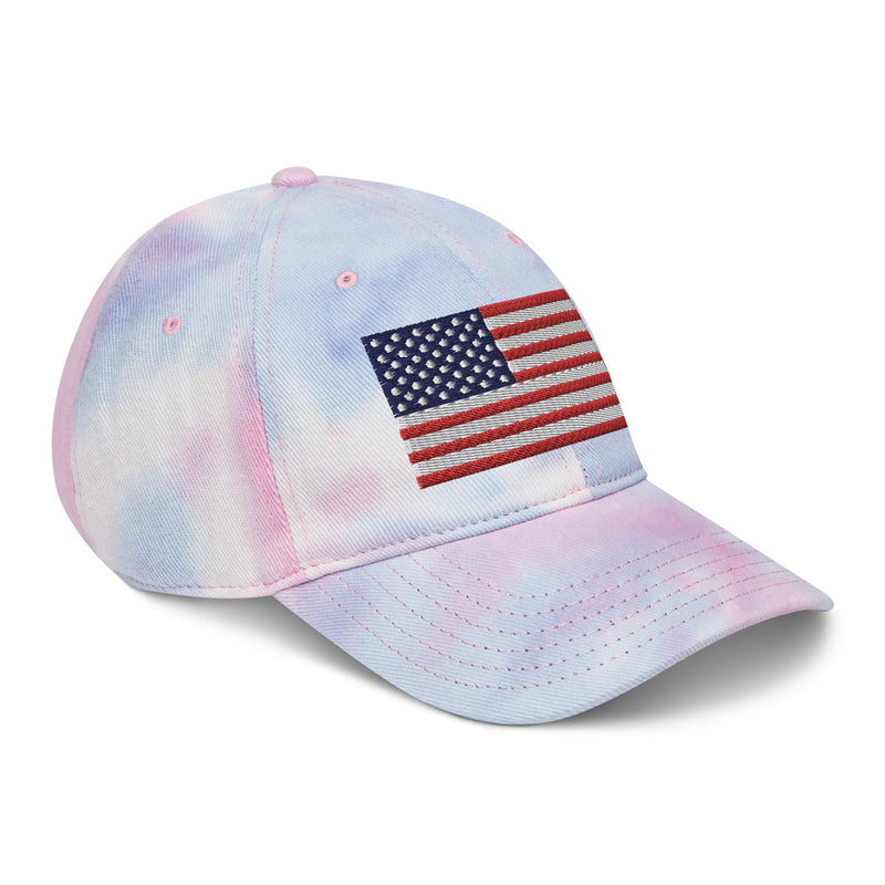 Tie Dye Hat American Flag (Embroidered Flag)