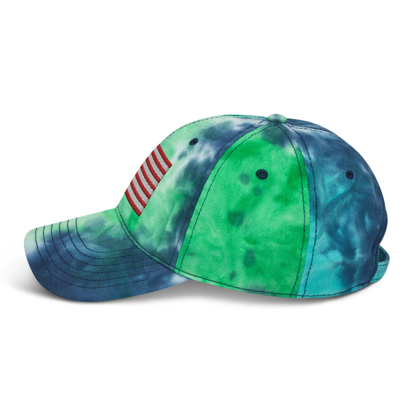 Tie Dye Hat American Flag (Embroidered Flag)