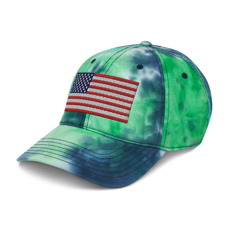 Tie Dye Hat American Flag (Embroidered Flag)