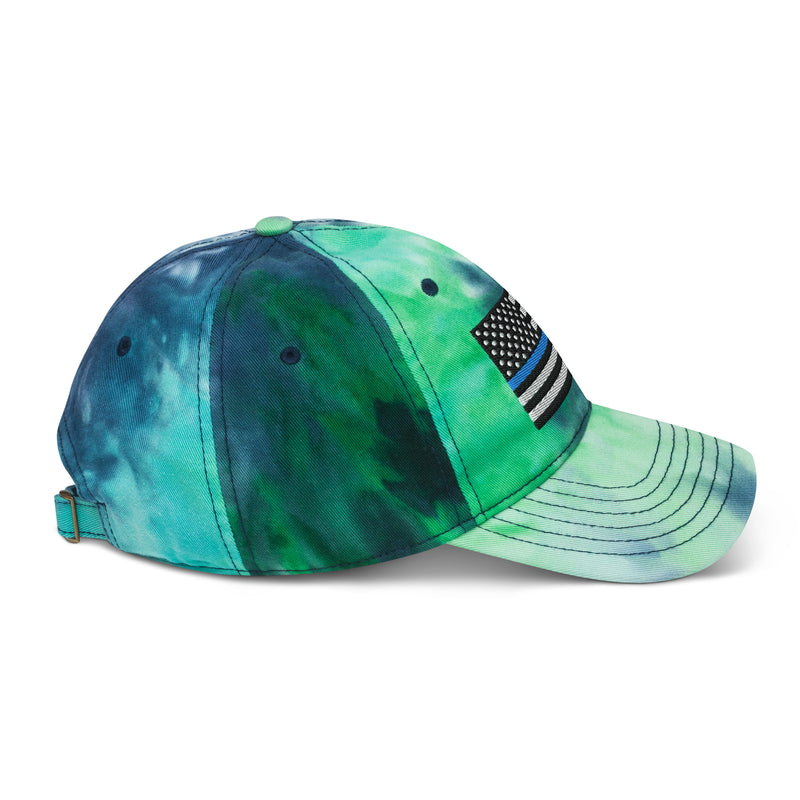 Tie Dye Hat Thin Blue Line Flag (Embroidered Flag)