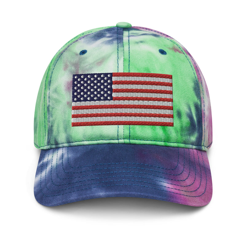 Tie Dye Hat American Flag (Embroidered Flag)