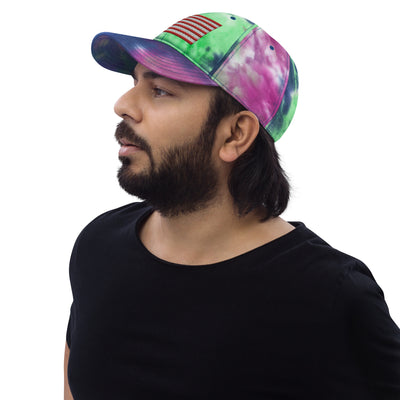 Tie Dye Hat American Flag (Embroidered Flag)