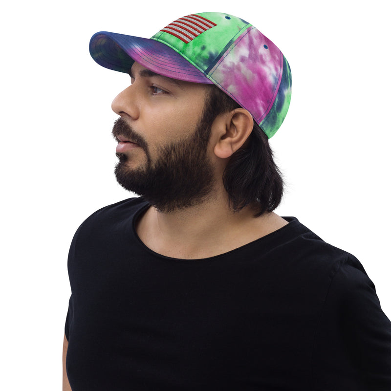 Tie Dye Hat American Flag (Embroidered Flag)
