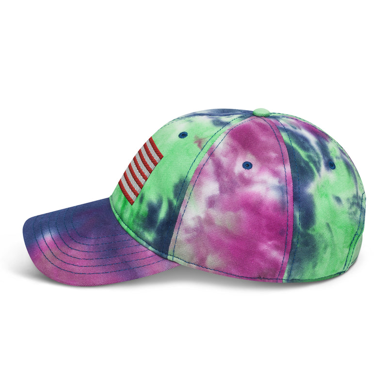 Tie Dye Hat American Flag (Embroidered Flag)