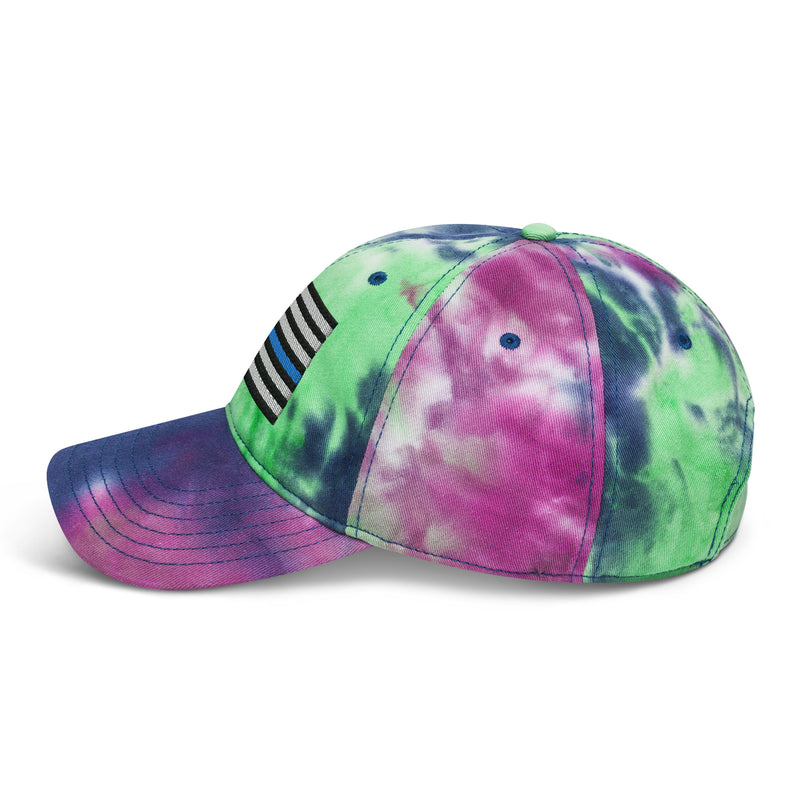 Tie Dye Hat Thin Blue Line Flag (Embroidered Flag)