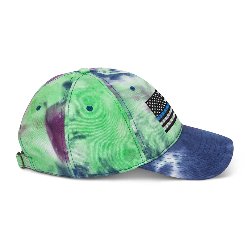 Tie Dye Hat Thin Blue Line Flag (Embroidered Flag)
