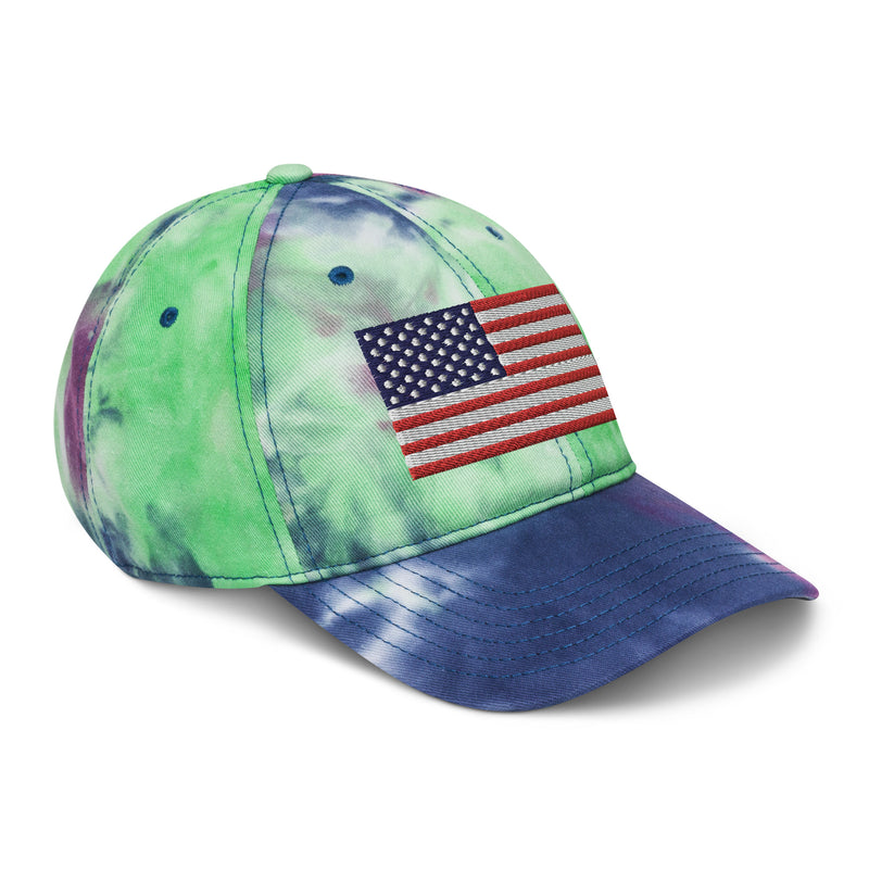 Tie Dye Hat American Flag (Embroidered Flag)