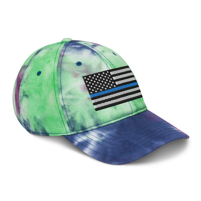 Tie Dye Hat Thin Blue Line Flag (Embroidered Flag)