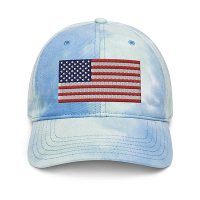Tie Dye Hat American Flag (Embroidered Flag)