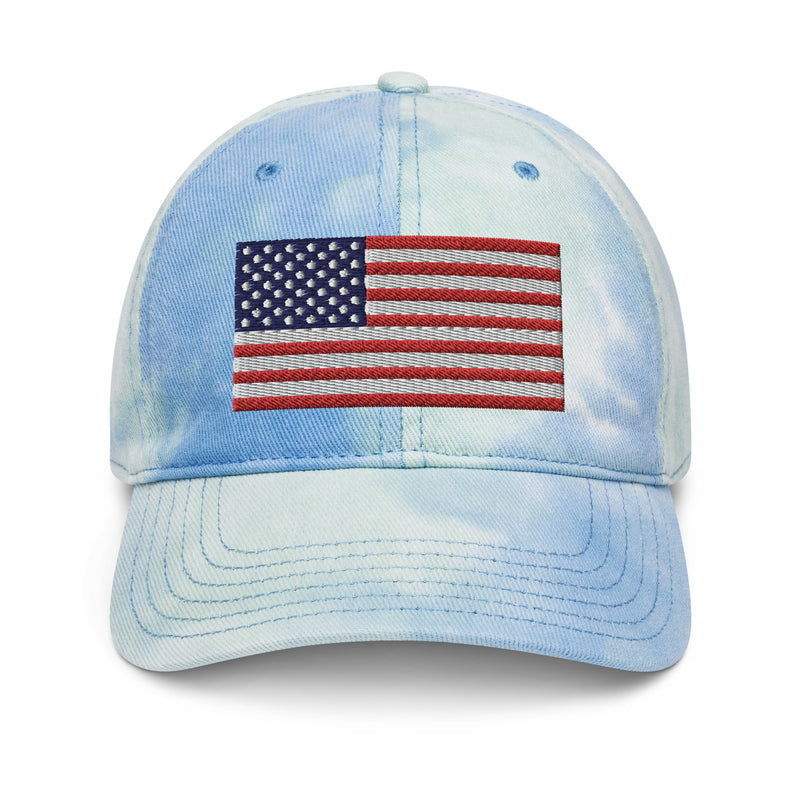 Tie Dye Hat American Flag (Embroidered Flag)