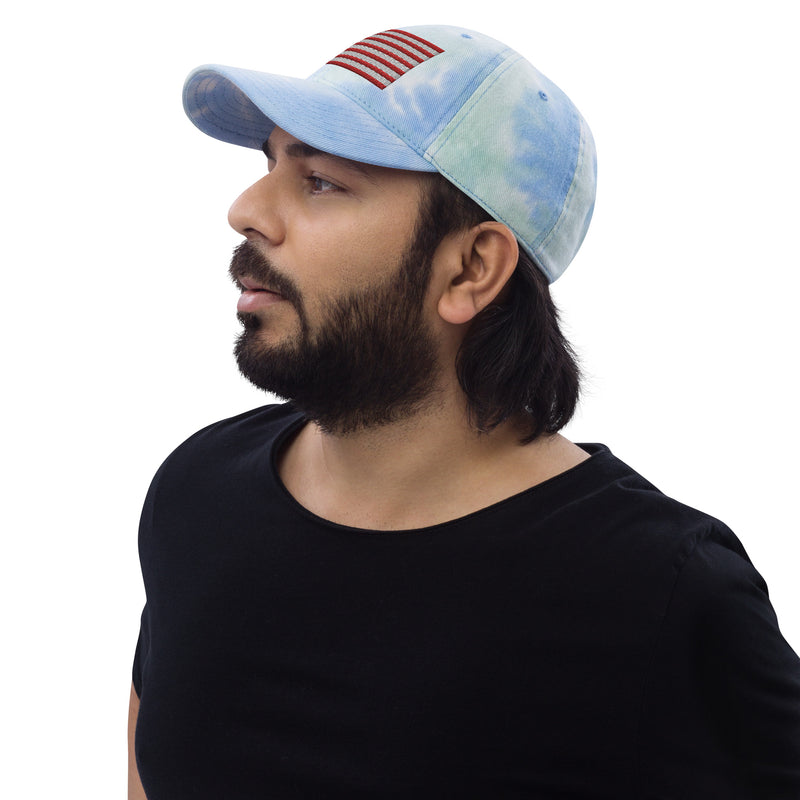 Tie Dye Hat American Flag (Embroidered Flag)