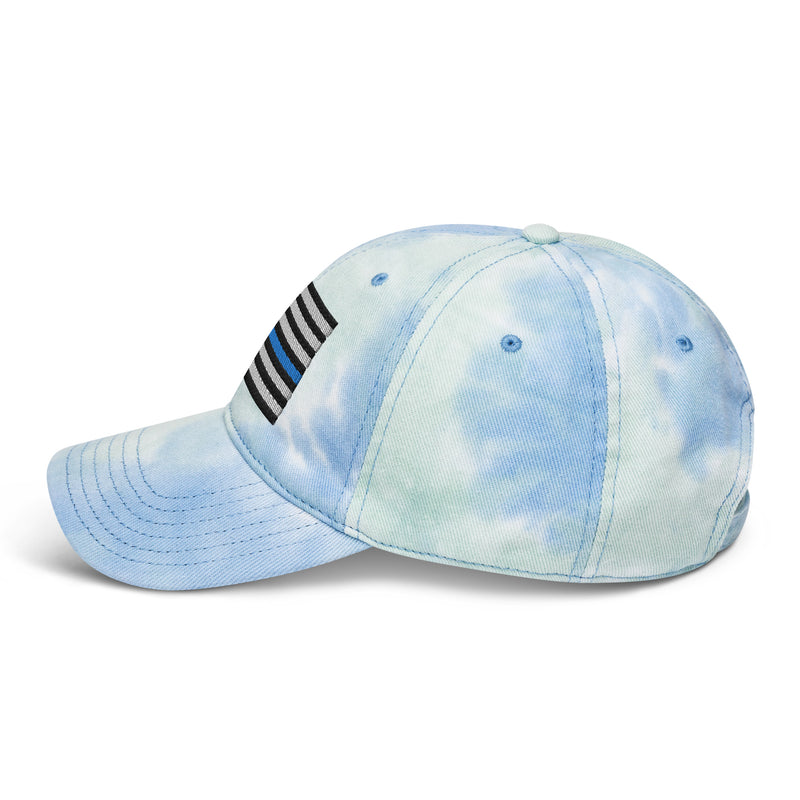 Tie Dye Hat Thin Blue Line Flag (Embroidered Flag)