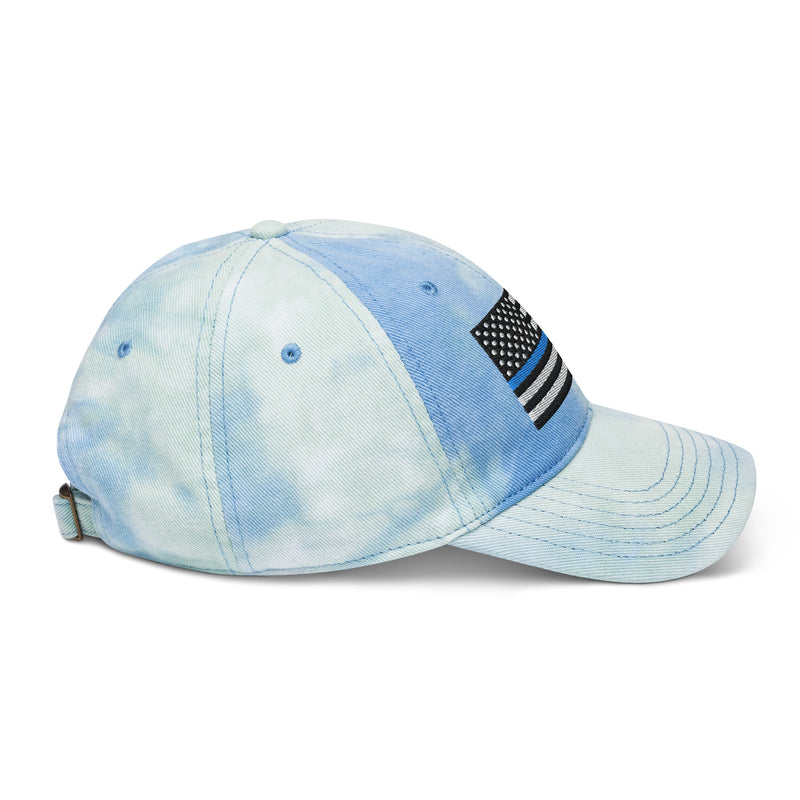 Tie Dye Hat Thin Blue Line Flag (Embroidered Flag)