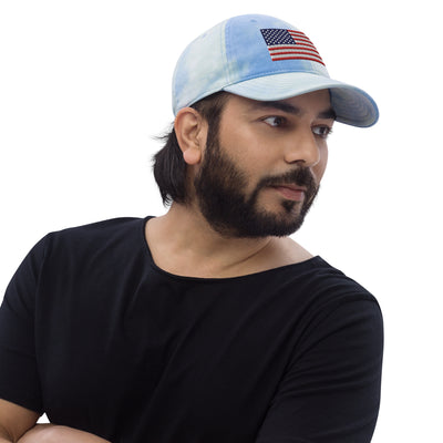 Tie Dye Hat American Flag (Embroidered Flag)