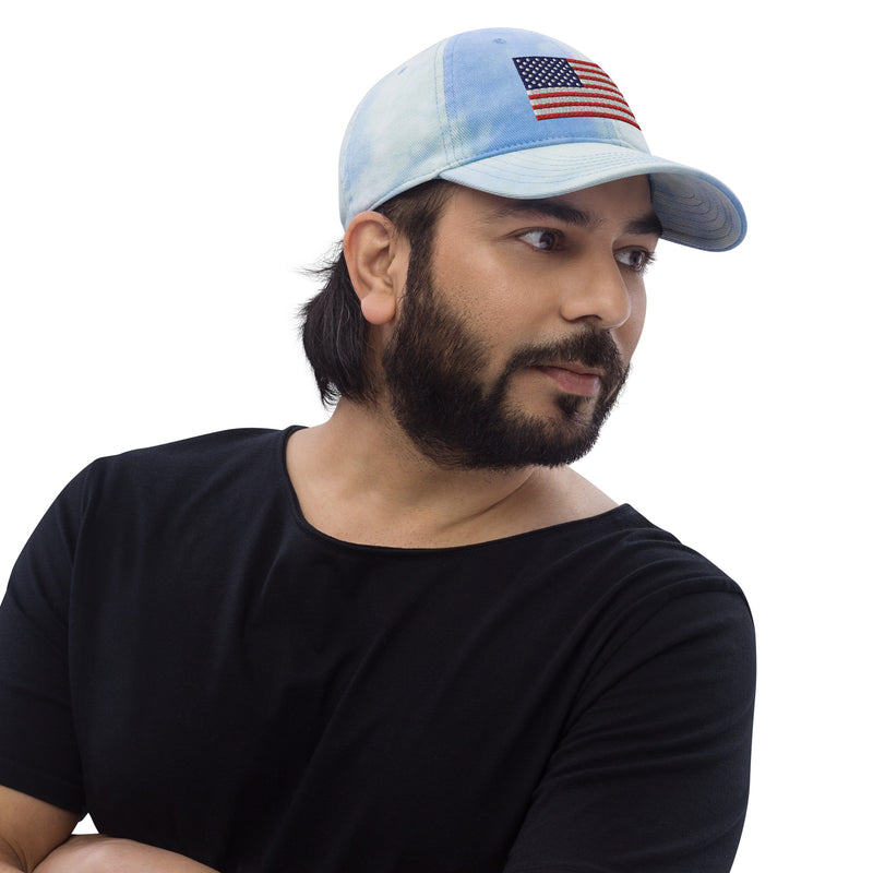 Tie Dye Hat American Flag (Embroidered Flag)