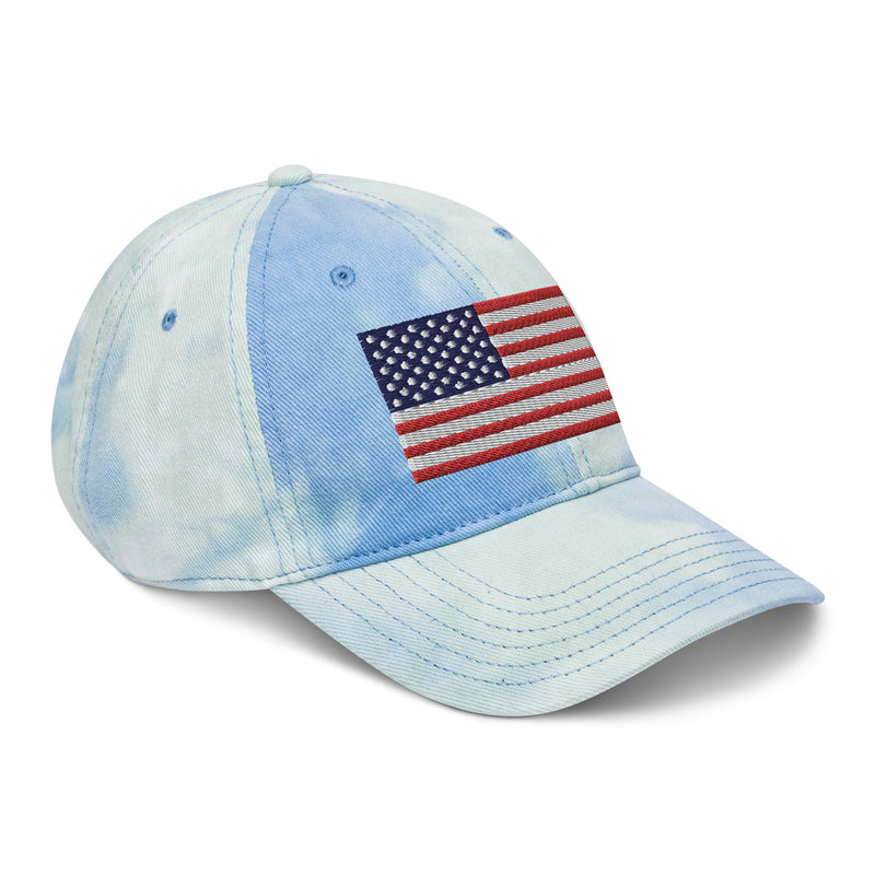 Tie Dye Hat American Flag (Embroidered Flag)