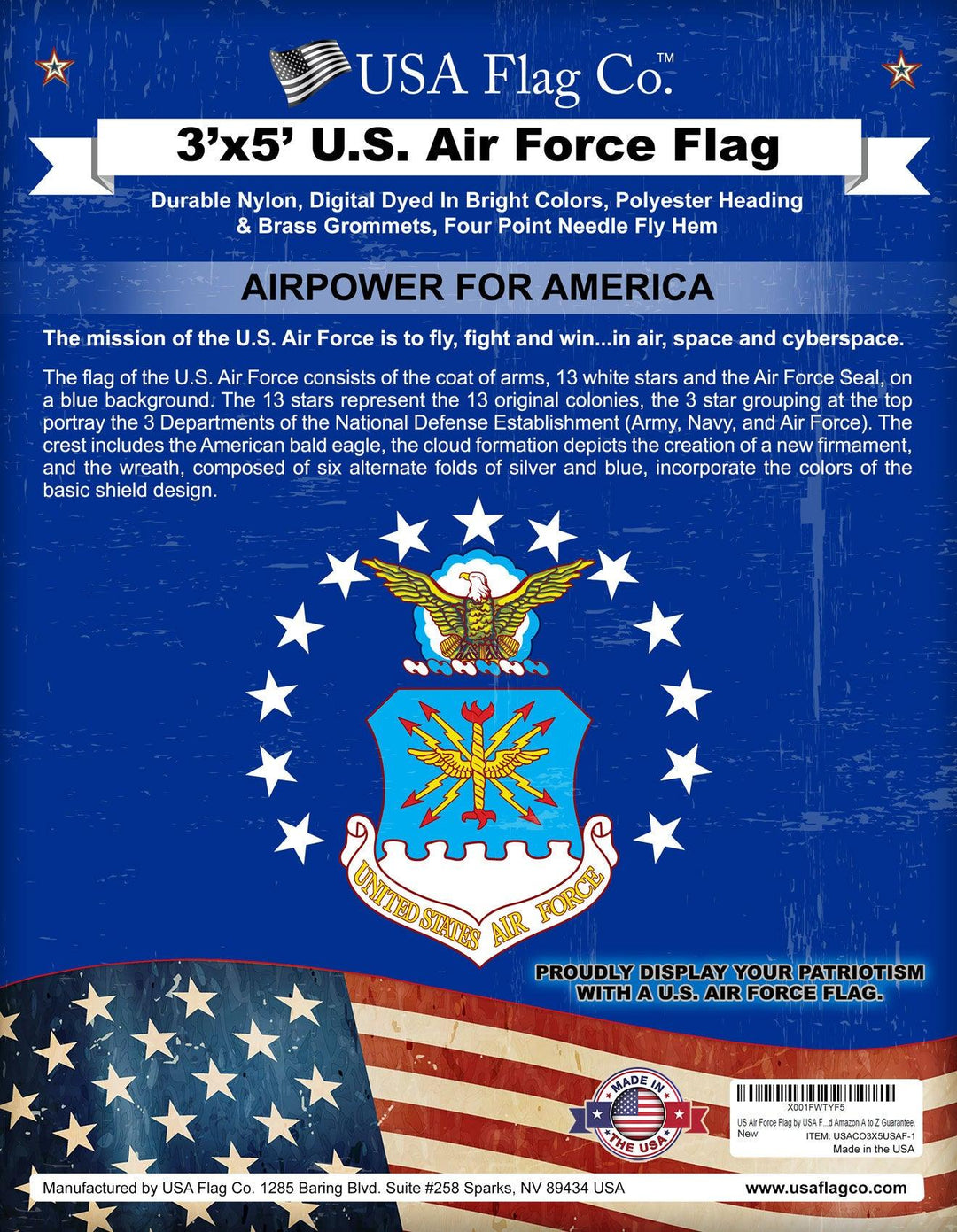 US Air Force Flag (3x5 foot) - USA Flag Co.