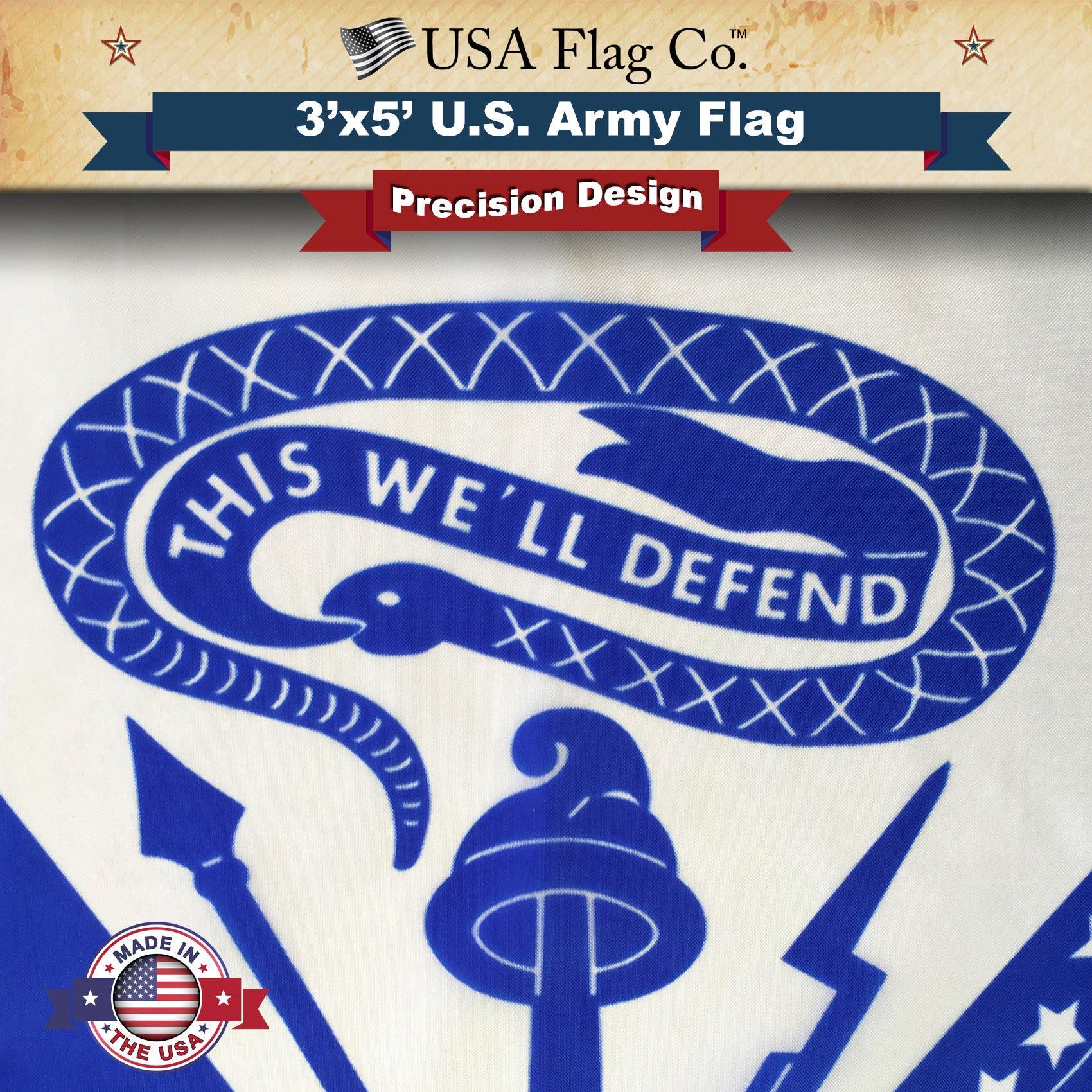 U.S. Army Flag 3x5 Ft - Polyester, High Quality - For Veterans, Display, Patriotism