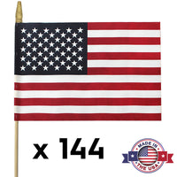 U.S. Stick Flags 12x18 Inch - 3/8"x30" Dowel - Flattened Spearhead Tip for Safety by USA Flag Co.
