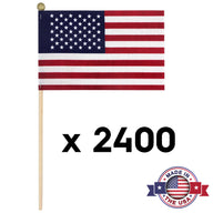 USA Stick Flags 4x6 Inch - Ball Tip for Safety (1 case, 2400 stick flags)
