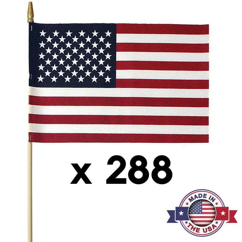 US Stick Flags 8x12 Inch - Flattened Spearhead Tip for Safety by USA Flag Co.