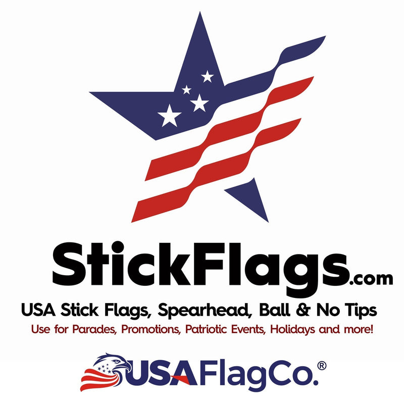 USA Stick Flags 6x9 Inch - Flattened Spearhead Tip for Safety by USA Flag Co.