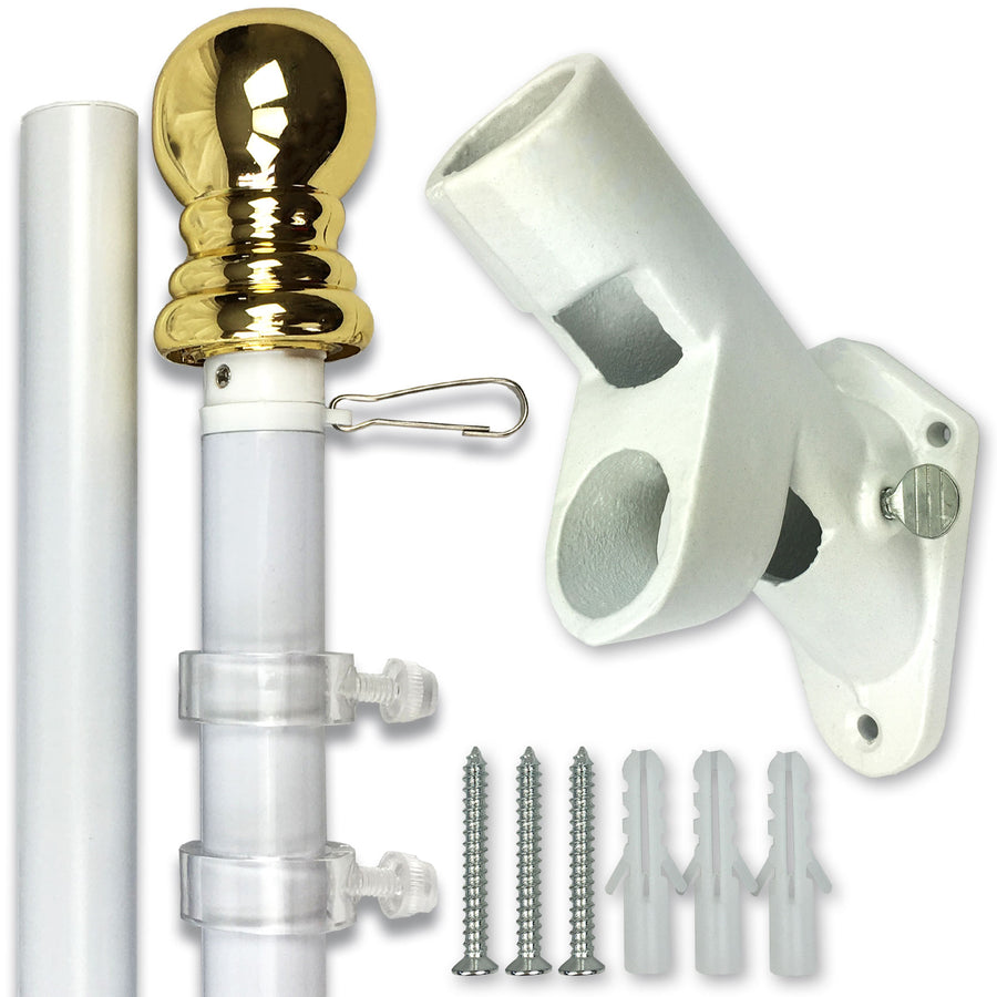 PATRIOT™ Vivid White Flag Pole and Bracket Kit - USA Flag Co.